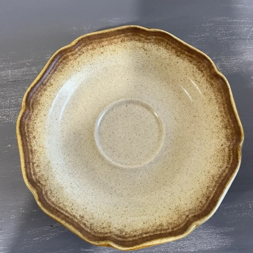 Set Of 3 Vintage MCM Mikasa‎ Whole Wheat Saucers E8000 Stoneware 6.25